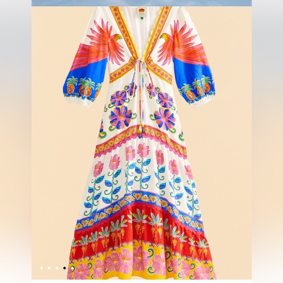 NWT Farm Rio Off-White Vivid Garden Maxi Dress New With Tags Size Small - Picture 4 of 13
